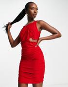 Trendyol Sleeveless Mini Dress With Cut Outs In Red