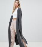 Micha Lounge Luxe Maxi Cardigan With Side Splits - Gray