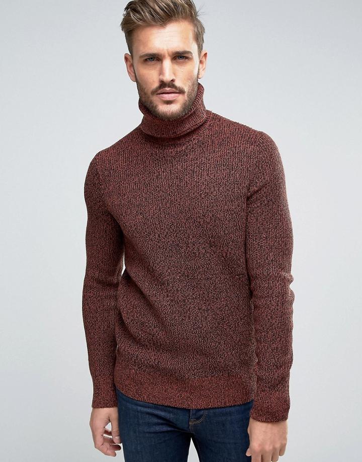 New Look Fisherman Sweater In Burnt Orange - Orange