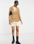 Vila Tailored Suit Blazer In Camel-brown