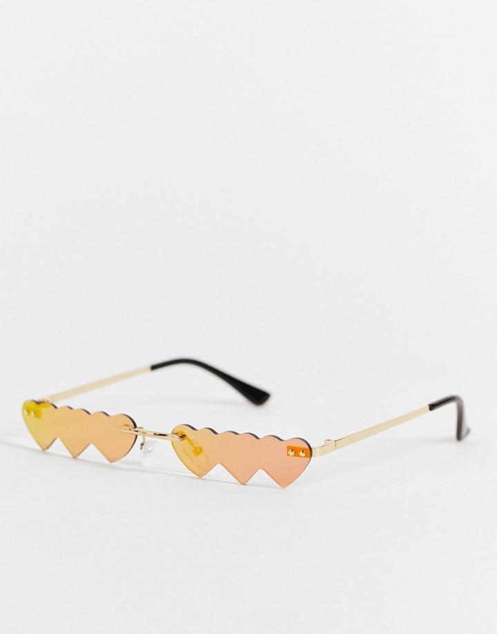 Public Desire Multi Heart Sunglasses In Ombre Neon Orange