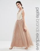 True Decadence Petite All Over Tulle Full Maxi Skirt - Tan
