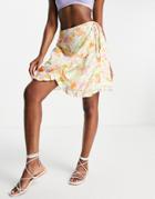 Pieces Wrap Mini Skirt In Mixed Floral-multi