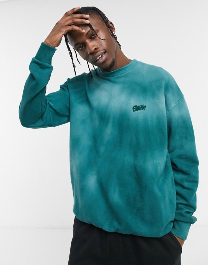 Pull & Bear Tie Dye Sweatshirt In Green