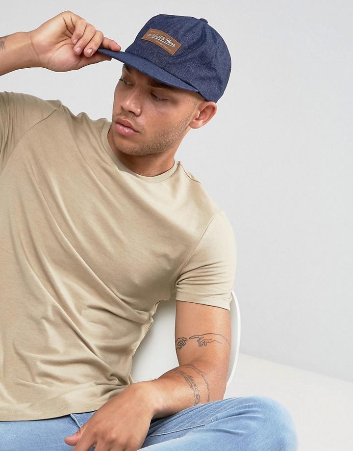 Mitchell & Ness Snapback Cap In Chambray - Navy
