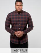 Asos Plus Skinny Buffalo Plaid Shirt In Rust - Brown