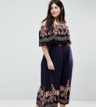 Brave Soul Plus Kaylee Off Shoulder Maxi Dress With Tassel Trim - Navy
