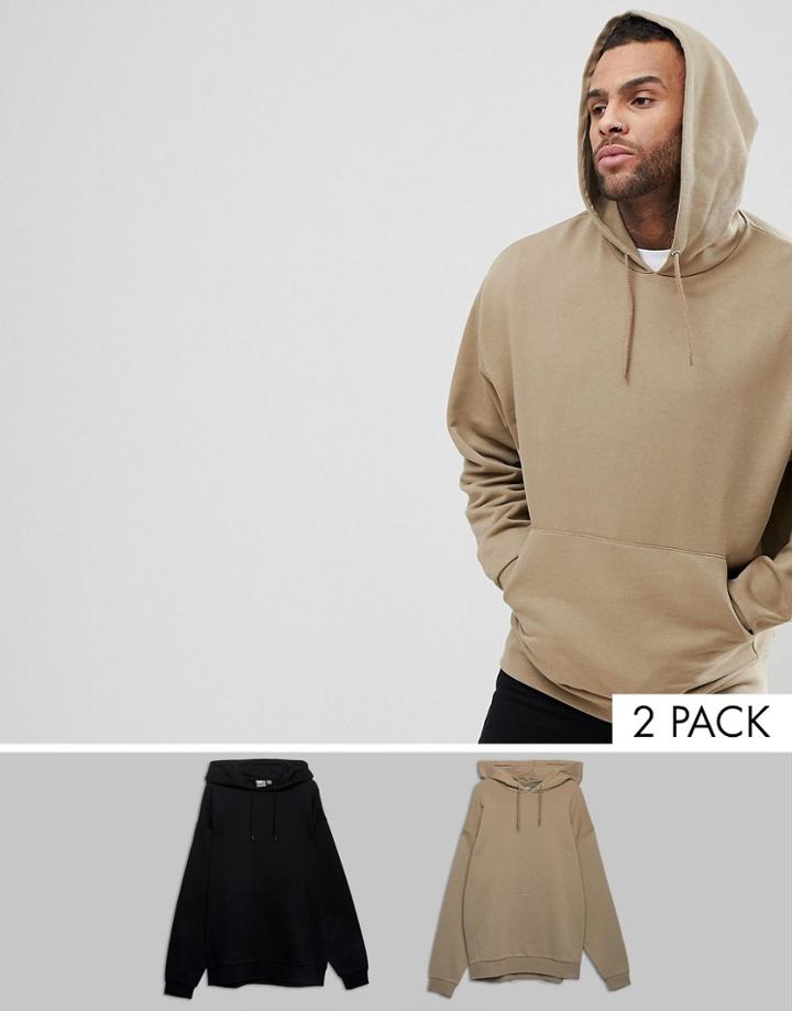 Asos Oversized Hoodie Multipack In Black And Beige - Multi