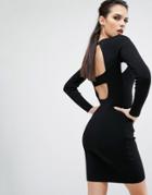 Kendall + Kylie Banded Back Long Sleeve Dress - Black