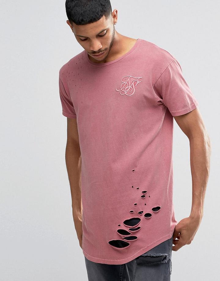 Siksilk Distressed T-shirt - Pink