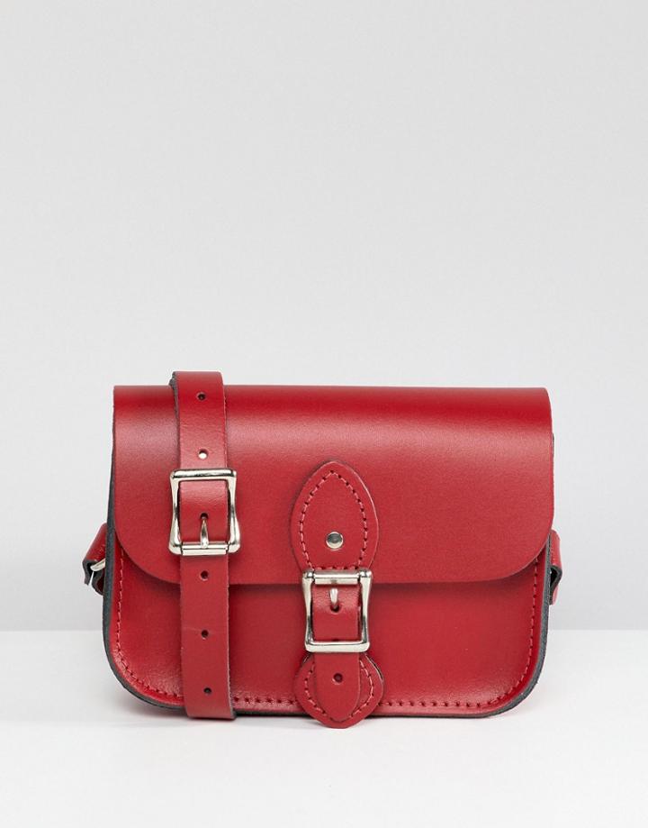 The Leather Satchel Company Single Buckle Mini Cross Body Bag - Red