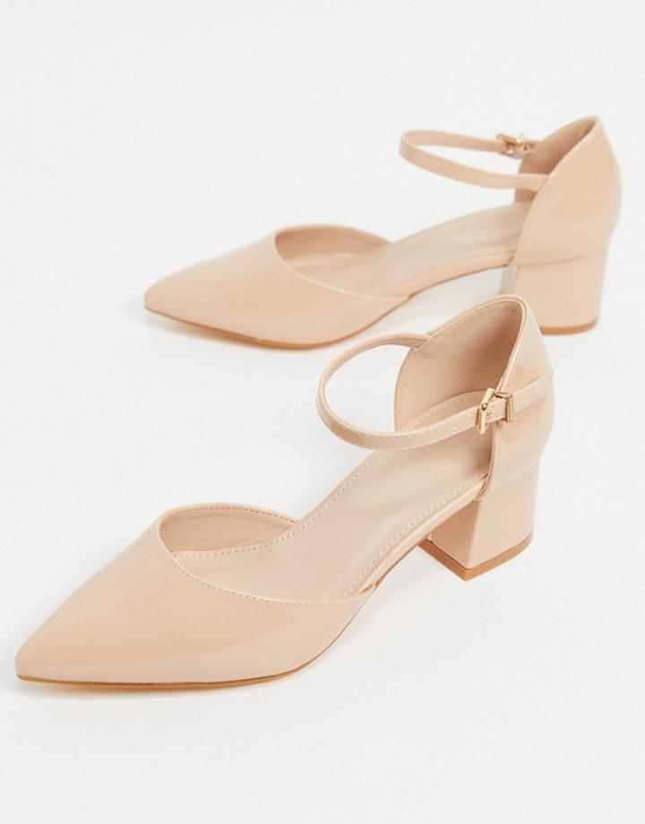 Truffle Collection Mid Block Heel Shoes In Beige-neutral