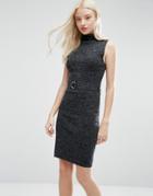 Brave Soul Tie Waist Long Line Knitted Dress - Black