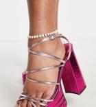 Asos Design Curve Anklet With Freshwater Faux Pearl And Colored Beads-multi
