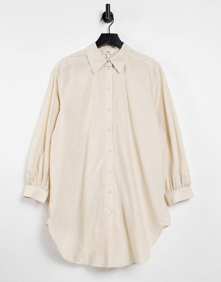 Object Longline Shirt In Cream-white