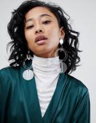 Asos Design Statement Clear Acrylic And Metal Shape Drop Earrings - Silver
