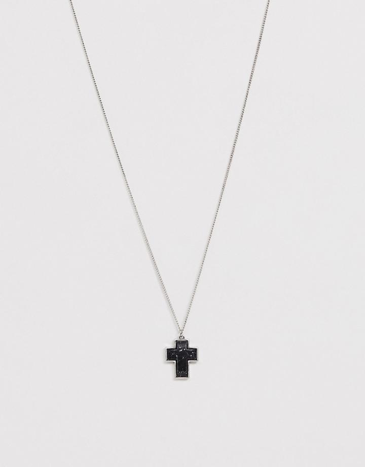 Icon Brand Stone Cross Necklace - Beige