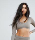 Free Society Long Sleeve Cropped Bikini Top - Green