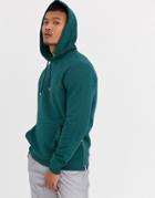 Asos Design Hoodie In Teal Green With Gold Side Zips