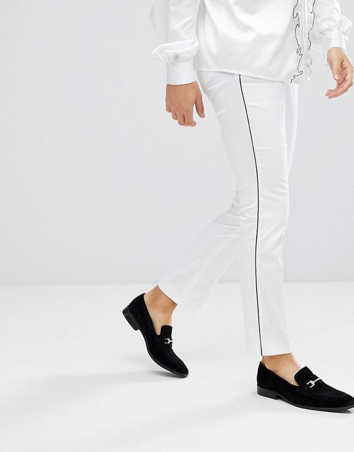 Noose & Monkey Super Skinny Pants In Cotton Sateen With Piping - White