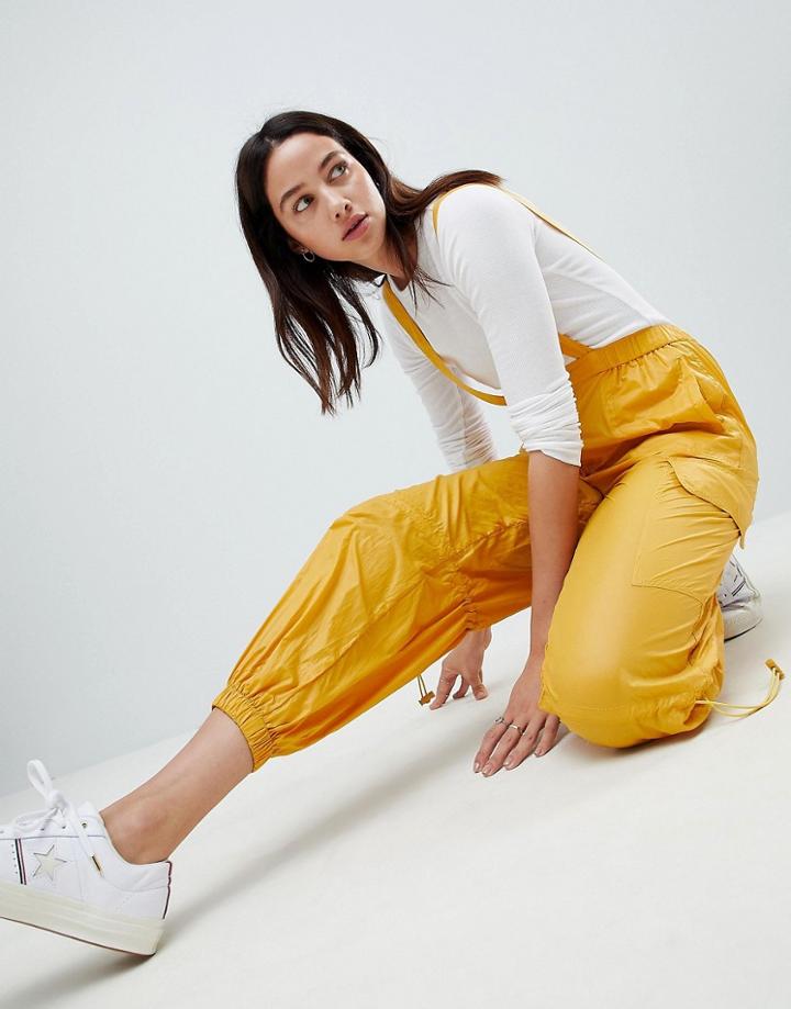 Asos Design Parachute Ruched Pants - Yellow