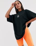 Hnr Ldn Embroidered Graphic T-shirt In Oversized Fit - Black