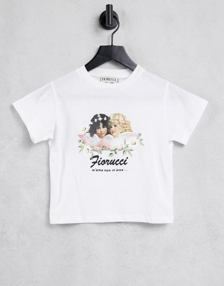 Fiorucci Relaxed T-shirt With Floral Angel Graphic-white