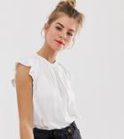 Oasis Shell Top With Frill Sleeves In White - White