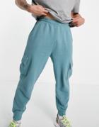 Asos Design Oversized Sweatpant In Blue Rib - Part Of A Set-blues