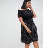 Lovedrobe Luxe Embellished Bardot Dress - Black