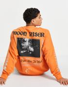 Asos Design Oversized Sweatshirt In Orange With Horror Movie Poster Print