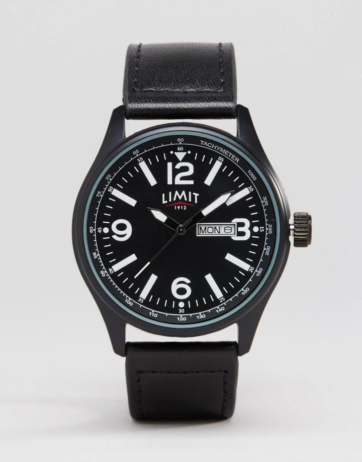 Limit Leather Watch In Black - Black