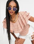 Free People Heirloom Top With Layered Collar In Textured Stripe-multi
