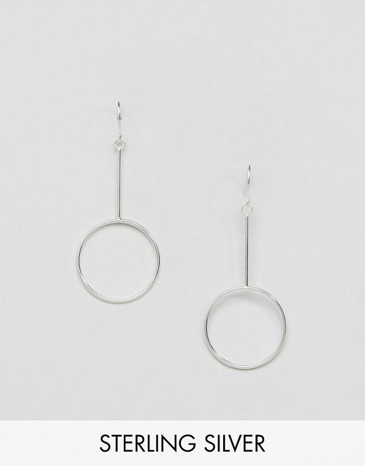 Asos Sterling Silver Circle Drop Earrings - Silver