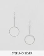 Asos Sterling Silver Circle Drop Earrings - Silver