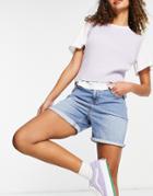 New Look Boyfriend Denim Short In Blue-blues