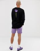 Asos Design Oversized 3/4 Sleeve T-shirt With Moon Spine Print-black