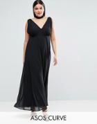 Asos Curve Maxi Dress With Strap Back And Choker Neck Detail - Black