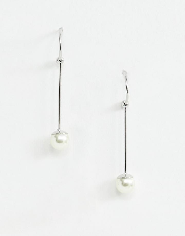 Pieces Maribel Pearl Drop Earrings - Silver