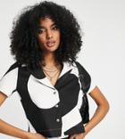 Annorlunda Retro Print Shirt In Monochrome - Part Of A Set-black