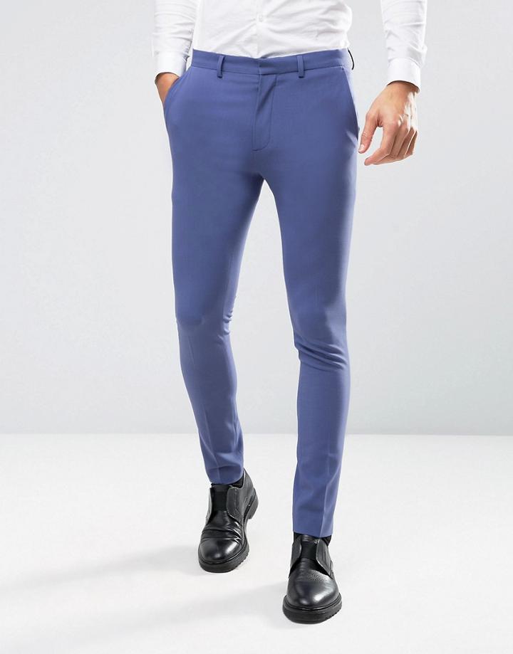 Asos Wedding Super Skinny Suit Pants In Deep Blue - Blue