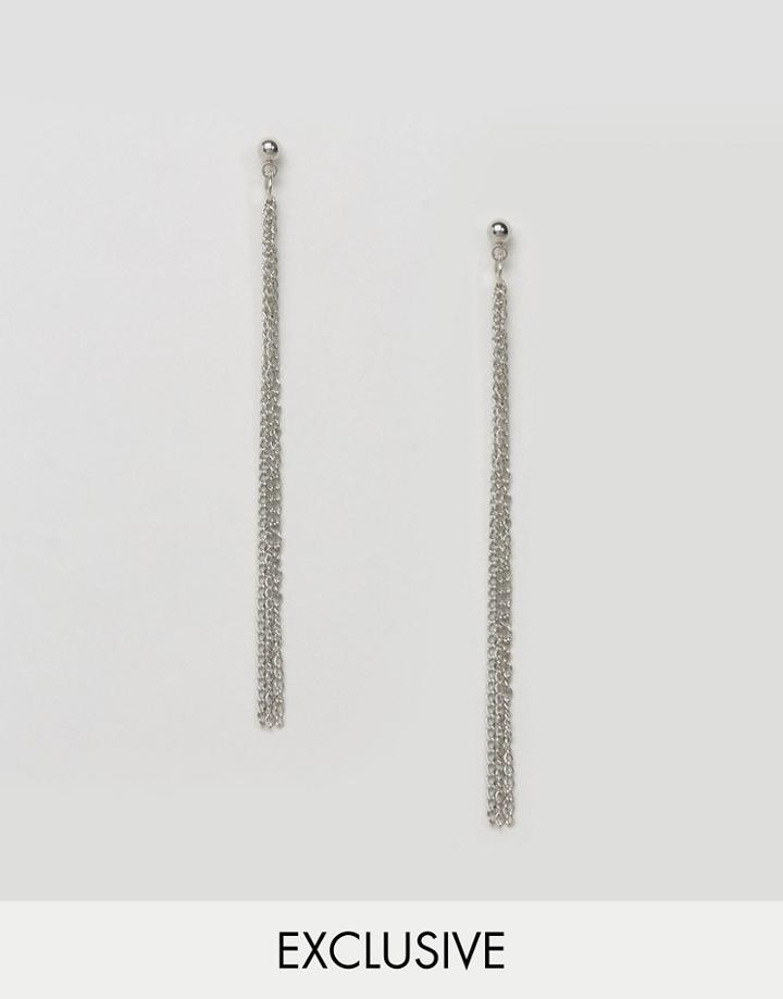 Reclaimed Vintage Chain Fringe Stud Earring - Silver