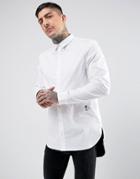 Religion Longline Skinny Smart Shirt With Contrast Hem - White