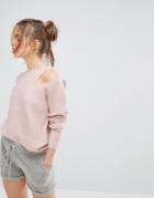 Micha Lounge Cutout Shoulder Sweater - Pink