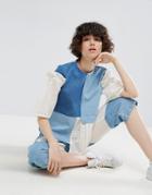 Asos White Denim Top With Broderie Panel Inserts - Blue