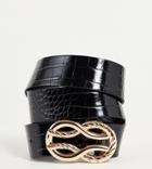 Glamorous Exclusive Waist & Hip Belt In Black Pu With Twisted Interlocking Buckle - Black