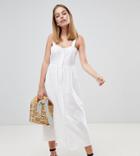 Asos Design Petite Linen Button Through Maxi Dress - White
