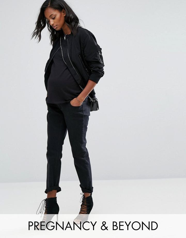Bandia Maternity Over The Bump Boyfriend Jean With Removable Bump Band - Black