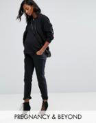Bandia Maternity Over The Bump Boyfriend Jean With Removable Bump Band - Black