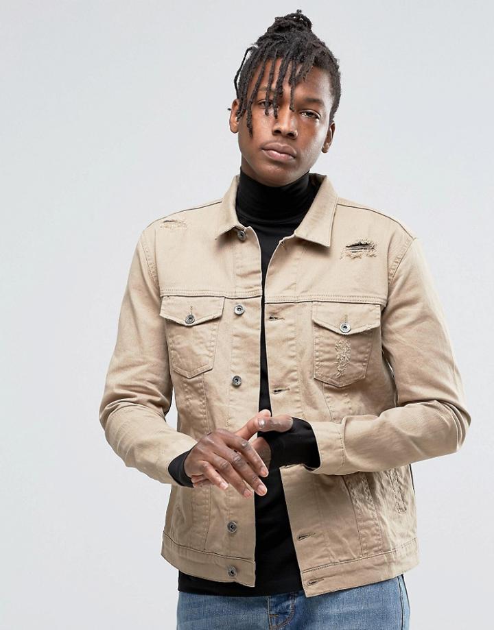 Kubban Denim Western Denim Jacket Sand Color - Beige